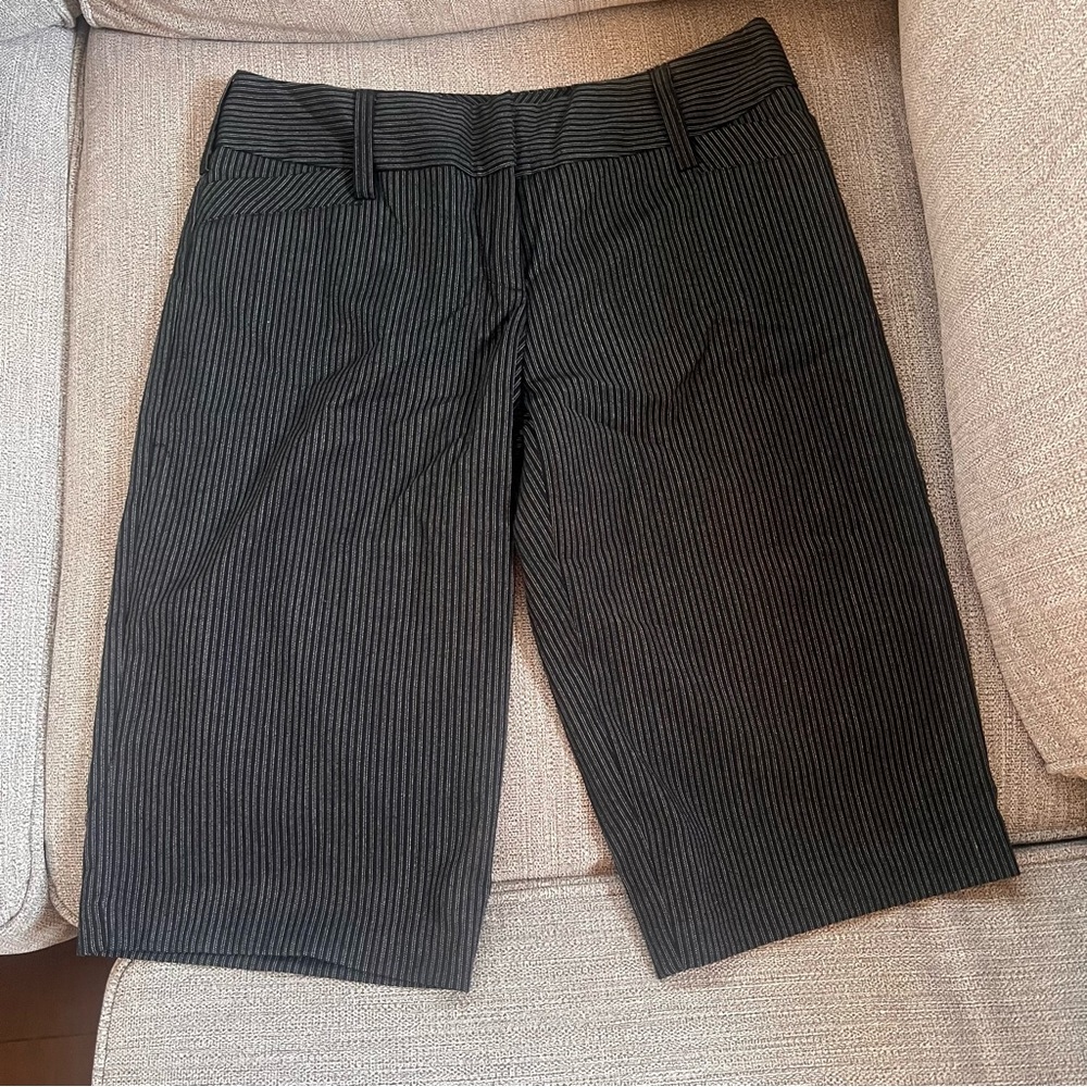 BCX Black Striped Women's Shorts Knee Length